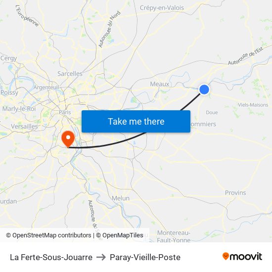 La Ferte-Sous-Jouarre to Paray-Vieille-Poste map