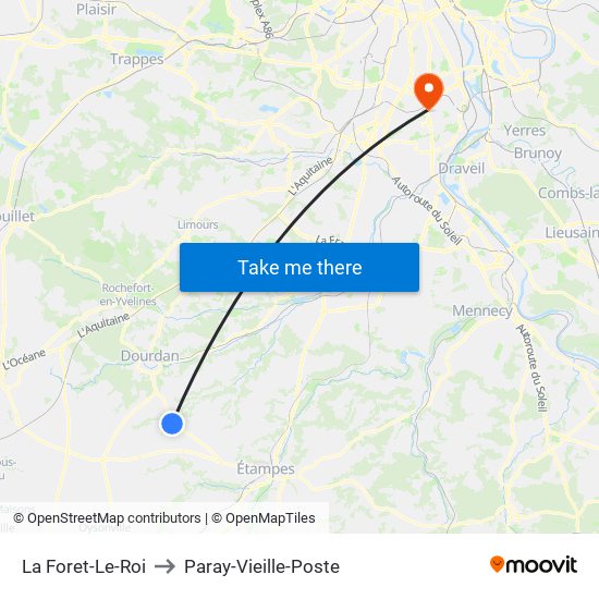 La Foret-Le-Roi to Paray-Vieille-Poste map