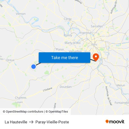 La Hauteville to Paray-Vieille-Poste map