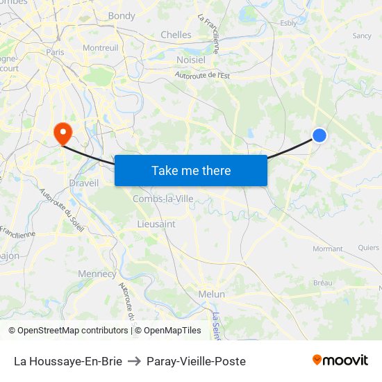 La Houssaye-En-Brie to Paray-Vieille-Poste map