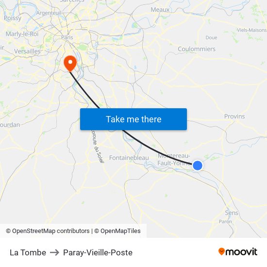 La Tombe to Paray-Vieille-Poste map