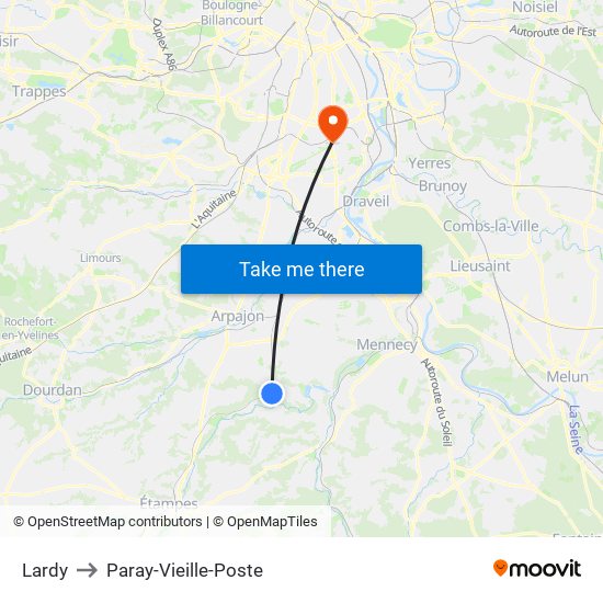 Lardy to Paray-Vieille-Poste map