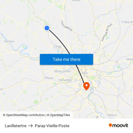 Lavilletertre to Paray-Vieille-Poste map