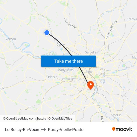 Le Bellay-En-Vexin to Paray-Vieille-Poste map