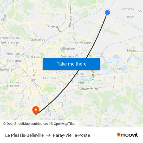 Le Plessis-Belleville to Paray-Vieille-Poste map