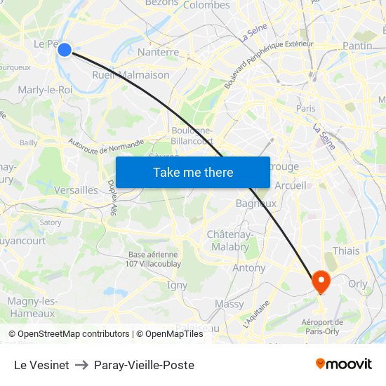 Le Vesinet to Paray-Vieille-Poste map