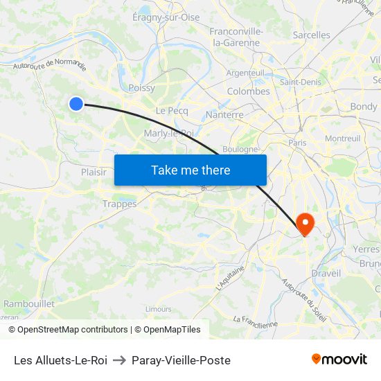 Les Alluets-Le-Roi to Paray-Vieille-Poste map