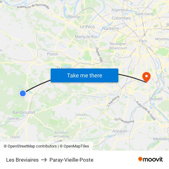 Les Breviaires to Paray-Vieille-Poste map