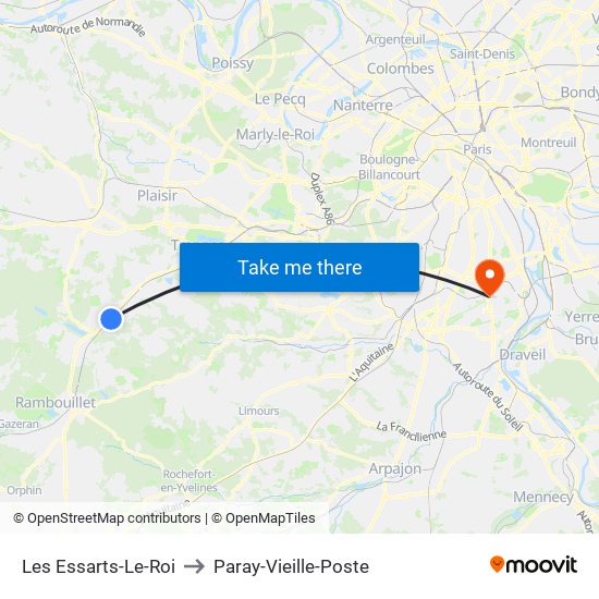Les Essarts-Le-Roi to Paray-Vieille-Poste map