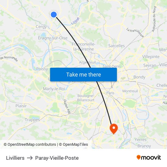 Livilliers to Paray-Vieille-Poste map