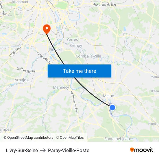 Livry-Sur-Seine to Paray-Vieille-Poste map