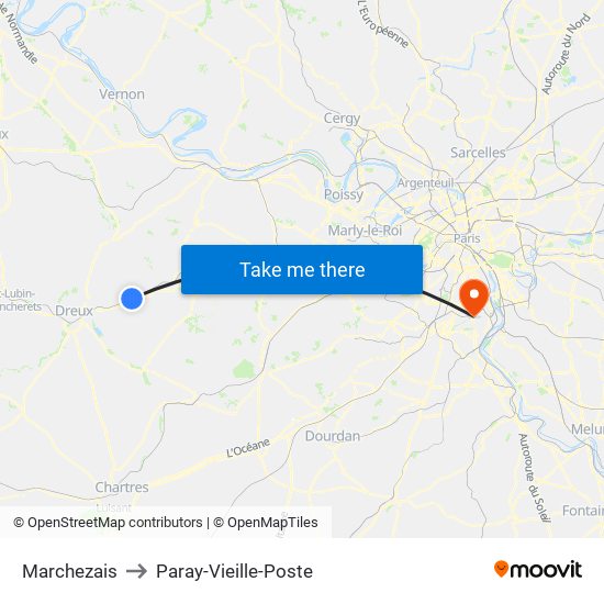 Marchezais to Paray-Vieille-Poste map