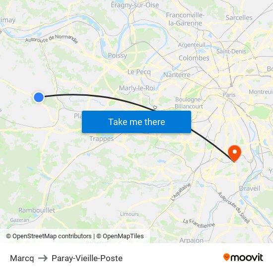 Marcq to Paray-Vieille-Poste map