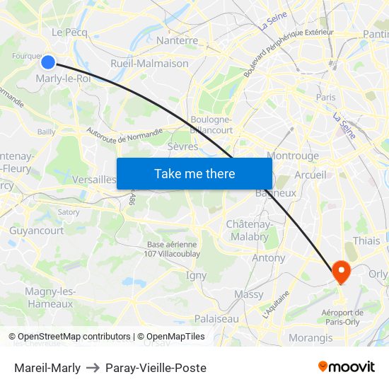 Mareil-Marly to Paray-Vieille-Poste map