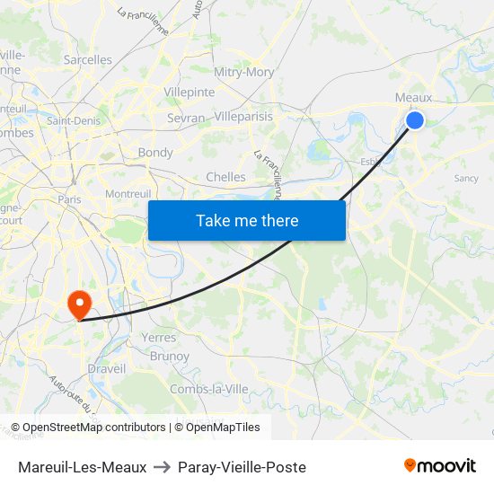Mareuil-Les-Meaux to Paray-Vieille-Poste map