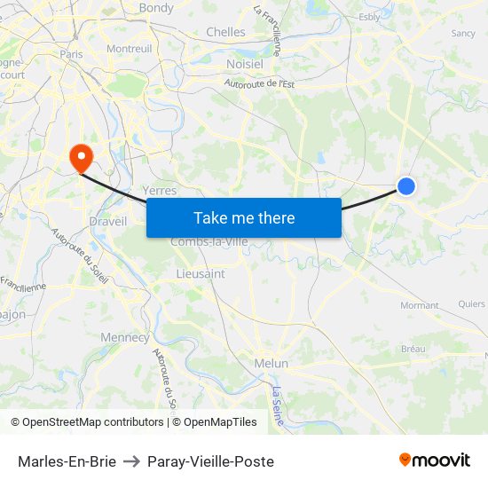 Marles-En-Brie to Paray-Vieille-Poste map