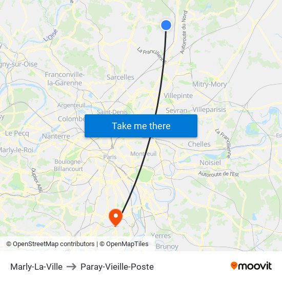 Marly-La-Ville to Paray-Vieille-Poste map