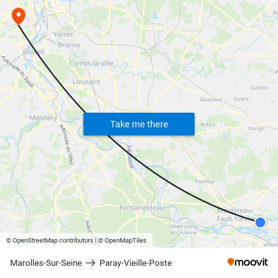 Marolles-Sur-Seine to Paray-Vieille-Poste map
