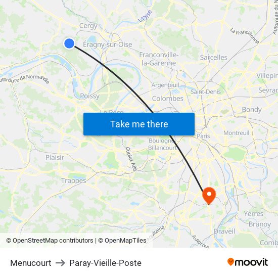 Menucourt to Paray-Vieille-Poste map