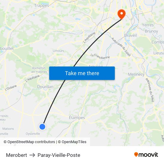 Merobert to Paray-Vieille-Poste map