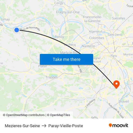 Mezieres-Sur-Seine to Paray-Vieille-Poste map