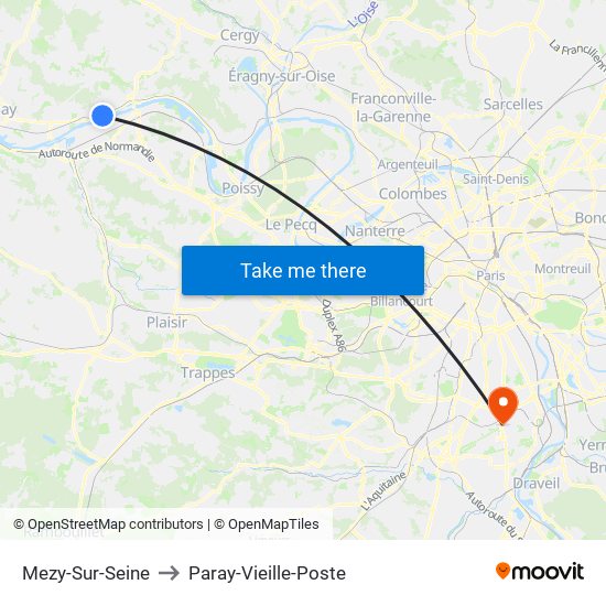 Mezy-Sur-Seine to Paray-Vieille-Poste map