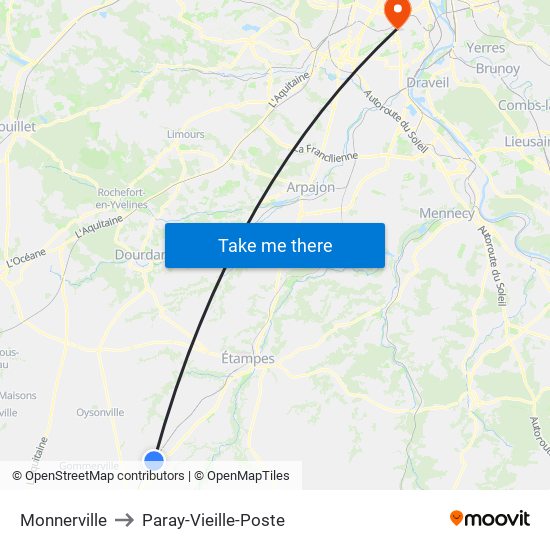Monnerville to Paray-Vieille-Poste map