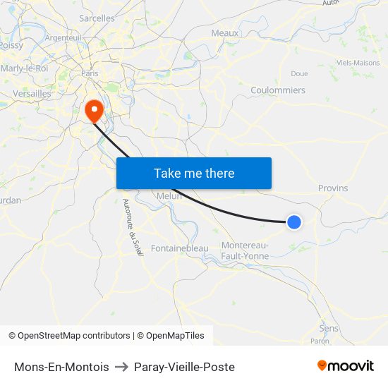 Mons-En-Montois to Paray-Vieille-Poste map