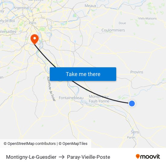 Montigny-Le-Guesdier to Paray-Vieille-Poste map