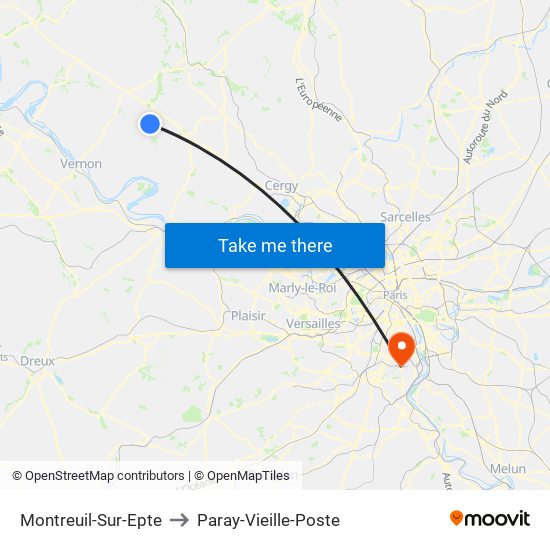 Montreuil-Sur-Epte to Paray-Vieille-Poste map