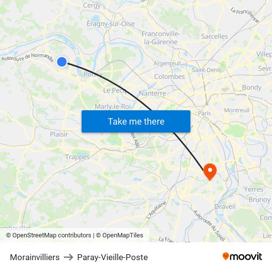 Morainvilliers to Paray-Vieille-Poste map
