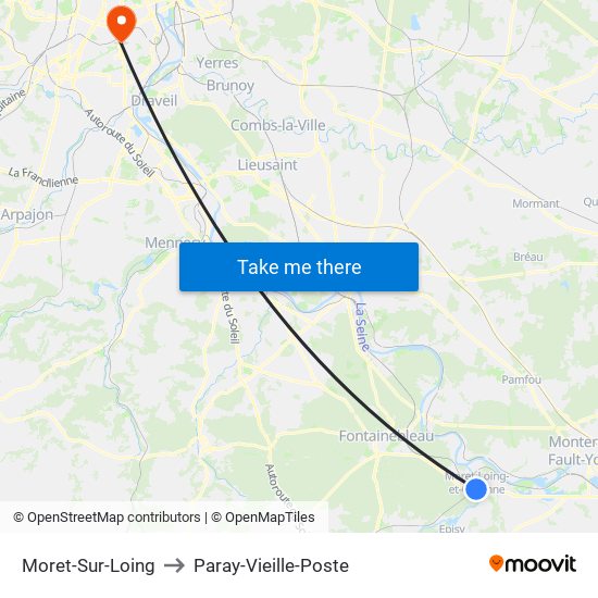 Moret-Sur-Loing to Paray-Vieille-Poste map
