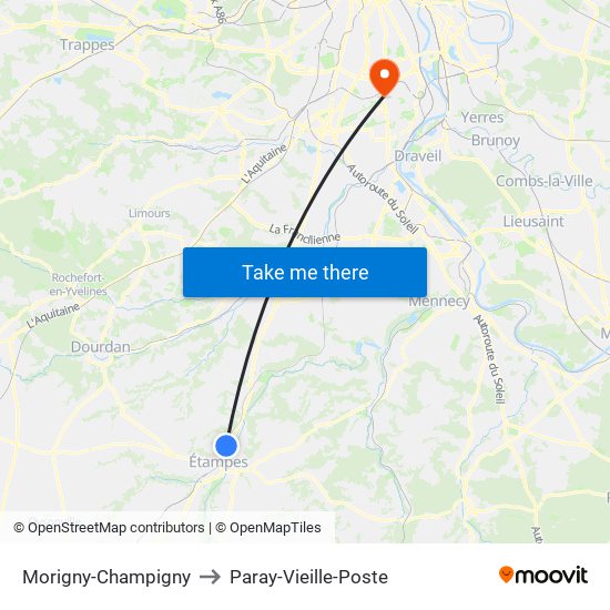 Morigny-Champigny to Paray-Vieille-Poste map