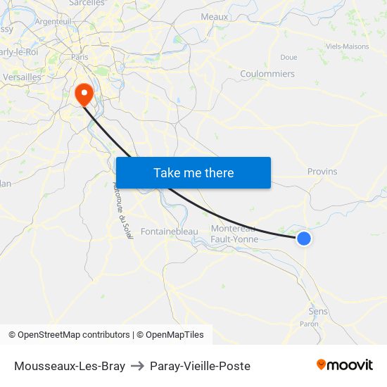 Mousseaux-Les-Bray to Paray-Vieille-Poste map