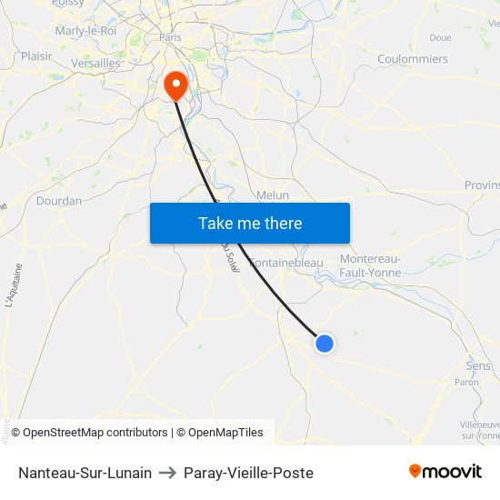 Nanteau-Sur-Lunain to Paray-Vieille-Poste map