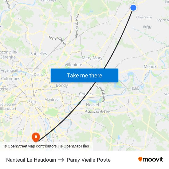 Nanteuil-Le-Haudouin to Paray-Vieille-Poste map