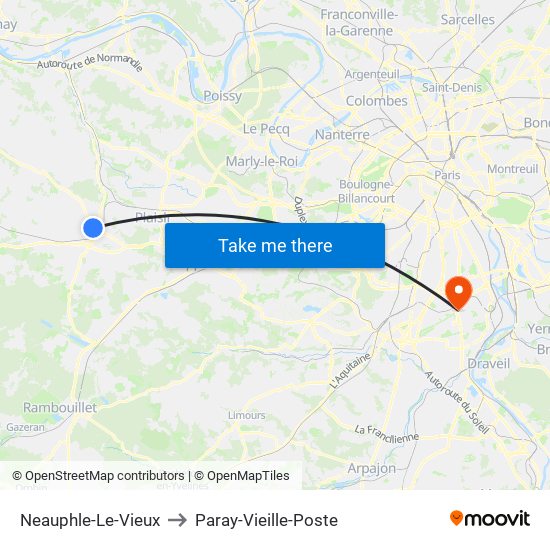 Neauphle-Le-Vieux to Paray-Vieille-Poste map