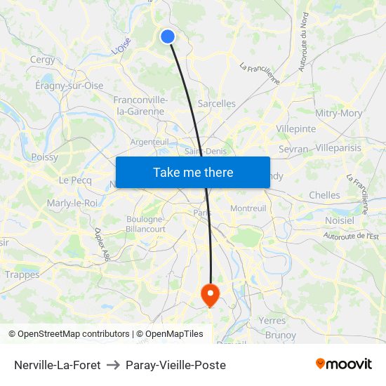 Nerville-La-Foret to Paray-Vieille-Poste map