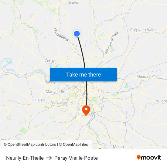 Neuilly-En-Thelle to Paray-Vieille-Poste map