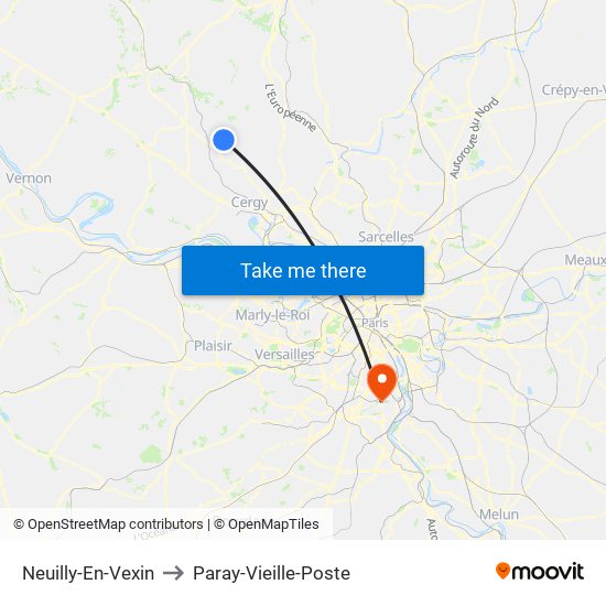 Neuilly-En-Vexin to Paray-Vieille-Poste map