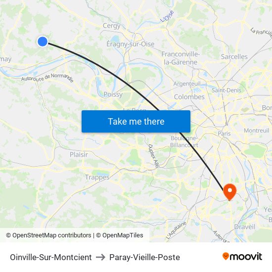 Oinville-Sur-Montcient to Paray-Vieille-Poste map