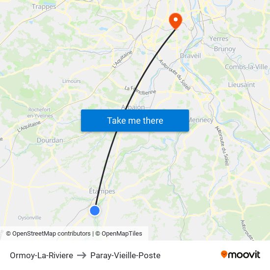 Ormoy-La-Riviere to Paray-Vieille-Poste map