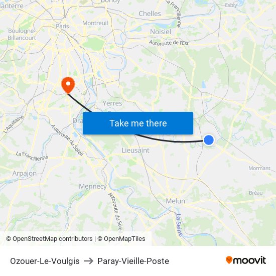 Ozouer-Le-Voulgis to Paray-Vieille-Poste map