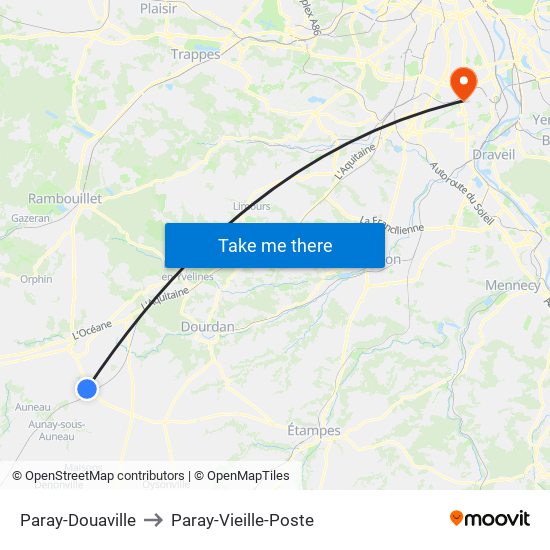 Paray-Douaville to Paray-Vieille-Poste map