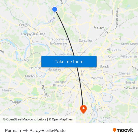 Parmain to Paray-Vieille-Poste map