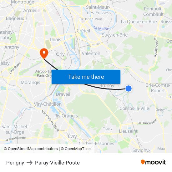 Perigny to Paray-Vieille-Poste map