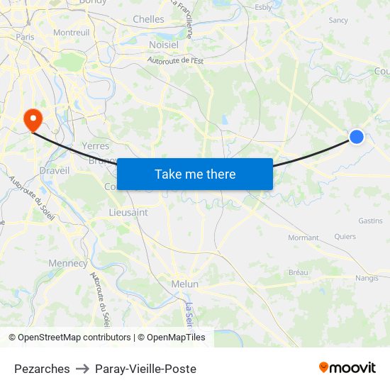 Pezarches to Paray-Vieille-Poste map