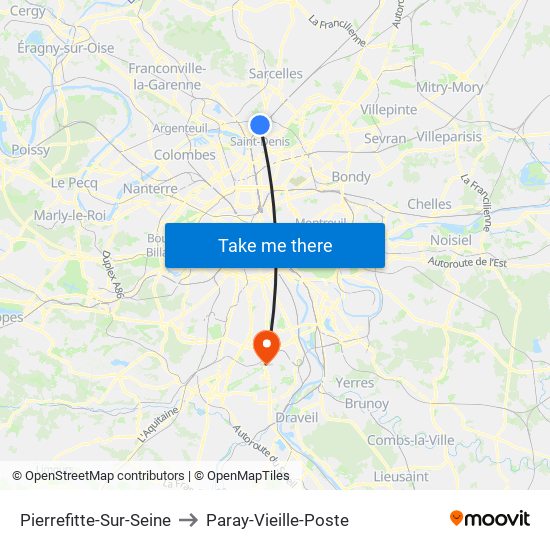 Pierrefitte-Sur-Seine to Paray-Vieille-Poste map