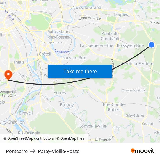 Pontcarre to Paray-Vieille-Poste map