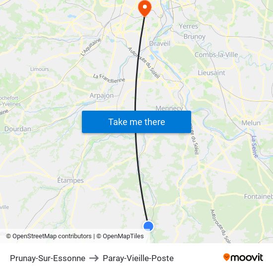 Prunay-Sur-Essonne to Paray-Vieille-Poste map